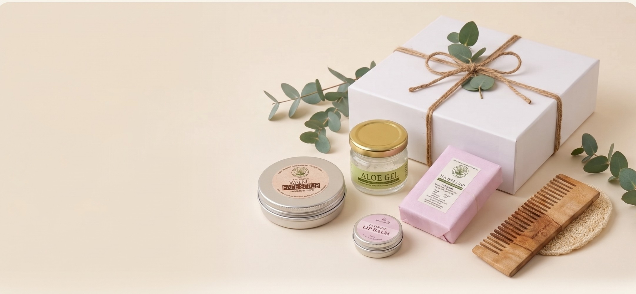 Luxury gift hamper wrapped in natural jute
