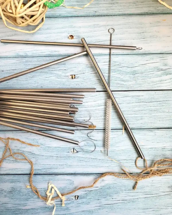 Steel straw with nylon cleaner